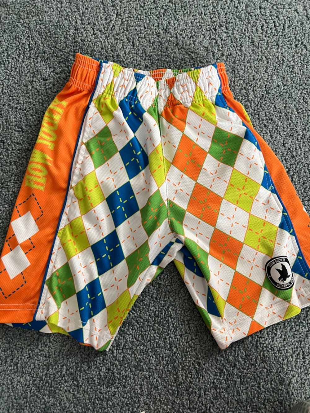 Flow Society Boys Argyle-Print Athletic Shorts in Orange, Green & Blue